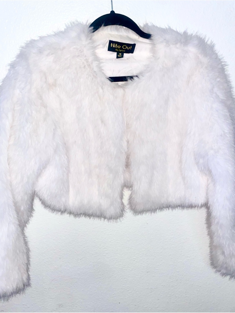 Women's White Faux Fur Cropped Jacket
